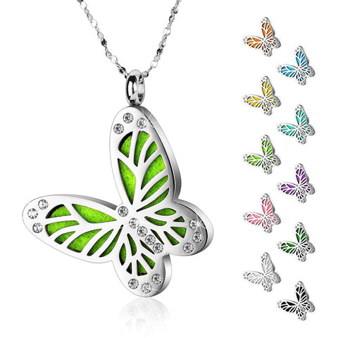 Aromatherapy Necklace - Stainless Steel - Butterfly