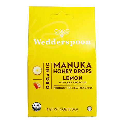 Organic Manuka Honey Drops, Lemon & Bee Propolis, 4 Oz